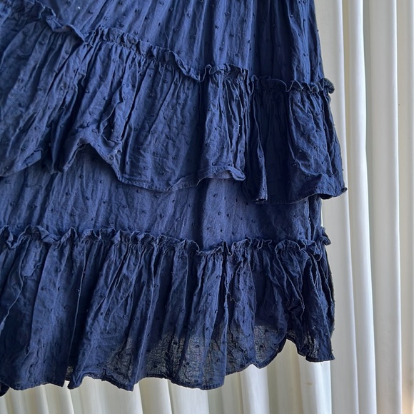 DO + BE - size medium - easy navy blue ruffled sleeveless summer dress - Picture 3 of 7